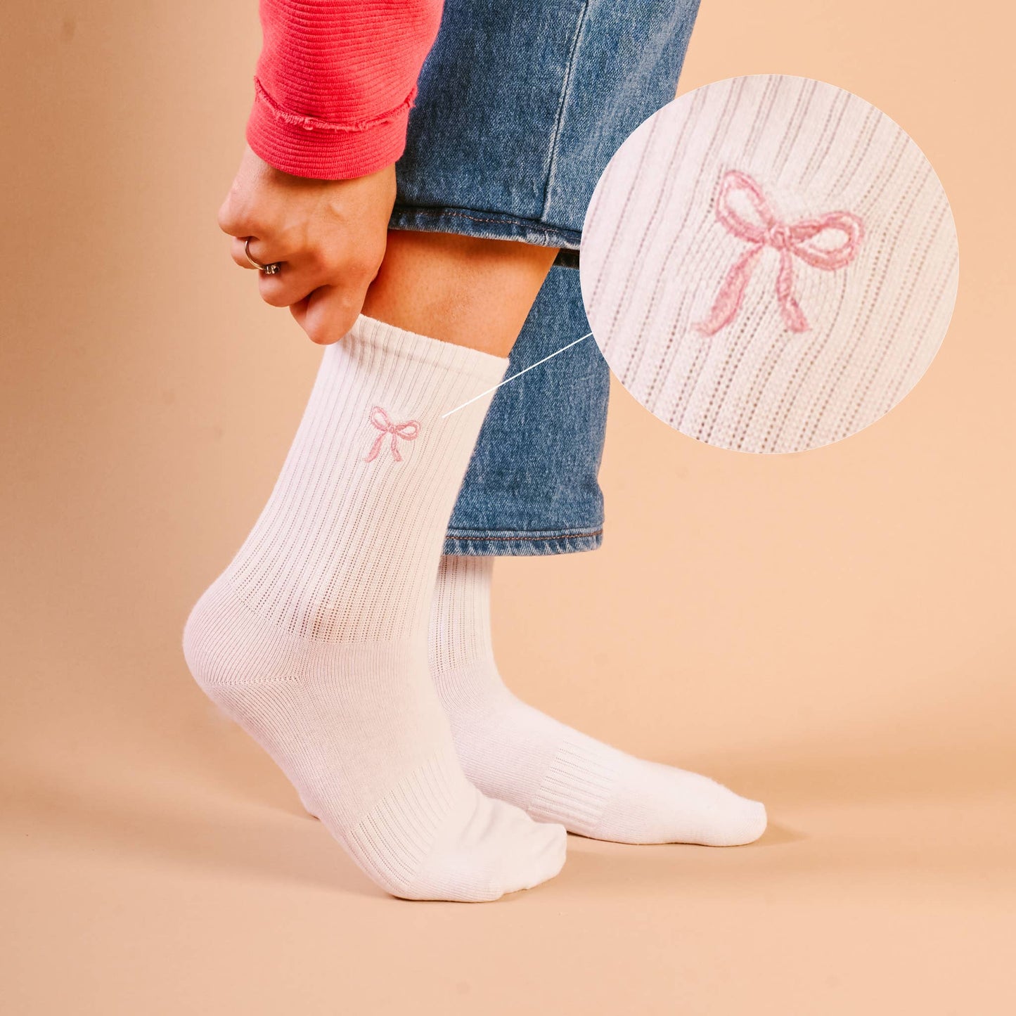 Pink Bow • Crew Sock