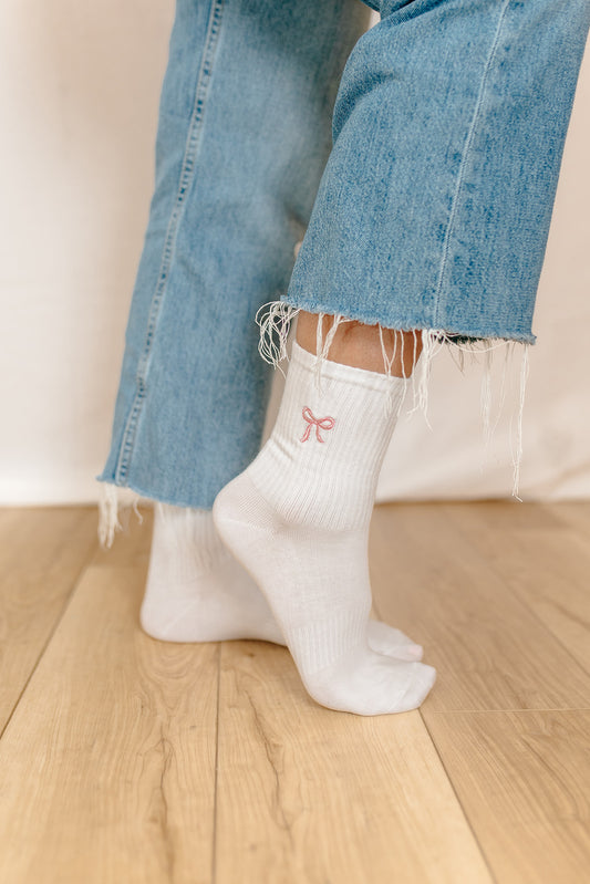 Pink Bow • Crew Sock