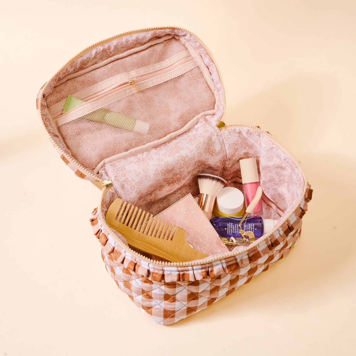 Maple Gingham Cosmetic Bag